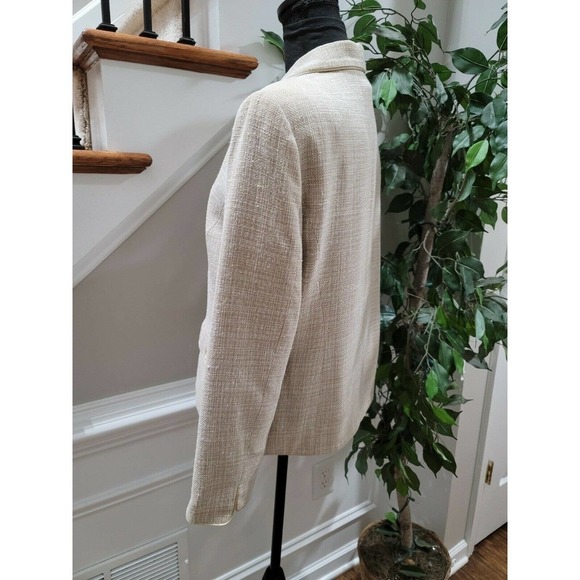 Pendleton Women's Beige Viscose Single Breasted Four Buttons Fitted Blazer 10 - Picture 3 of 11